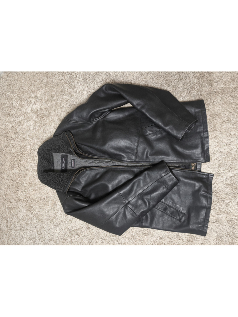 Dimitri Collection Black real Leather Jacket with Sherpa L-3